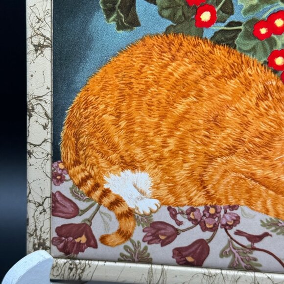 Vintage Mimi Vang Olsen Cats Tile Trivet Wall Plaque 7x7 Tile in Frame Avon Oran - Picture 5 of 10